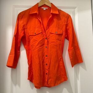 James Perse Sheer Slub Side Panel Shirt in ornage size 1 Small
